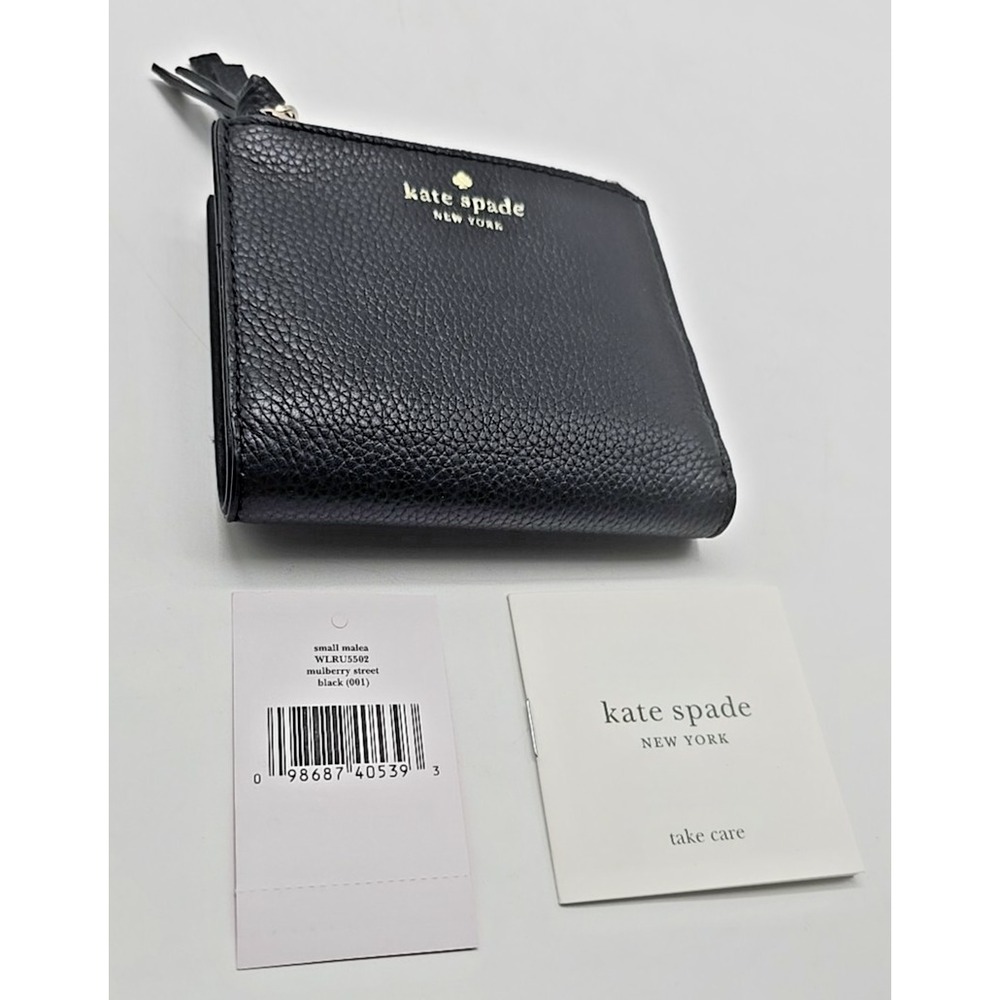 KATE SPADE Mulberry Street Small Malea Wallet Black Leather‎ Bifold WLRU3075